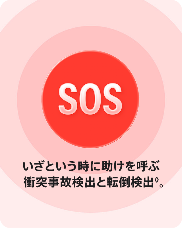 いざという時に助けを呼ぶ衝突事故検出と転倒検出。