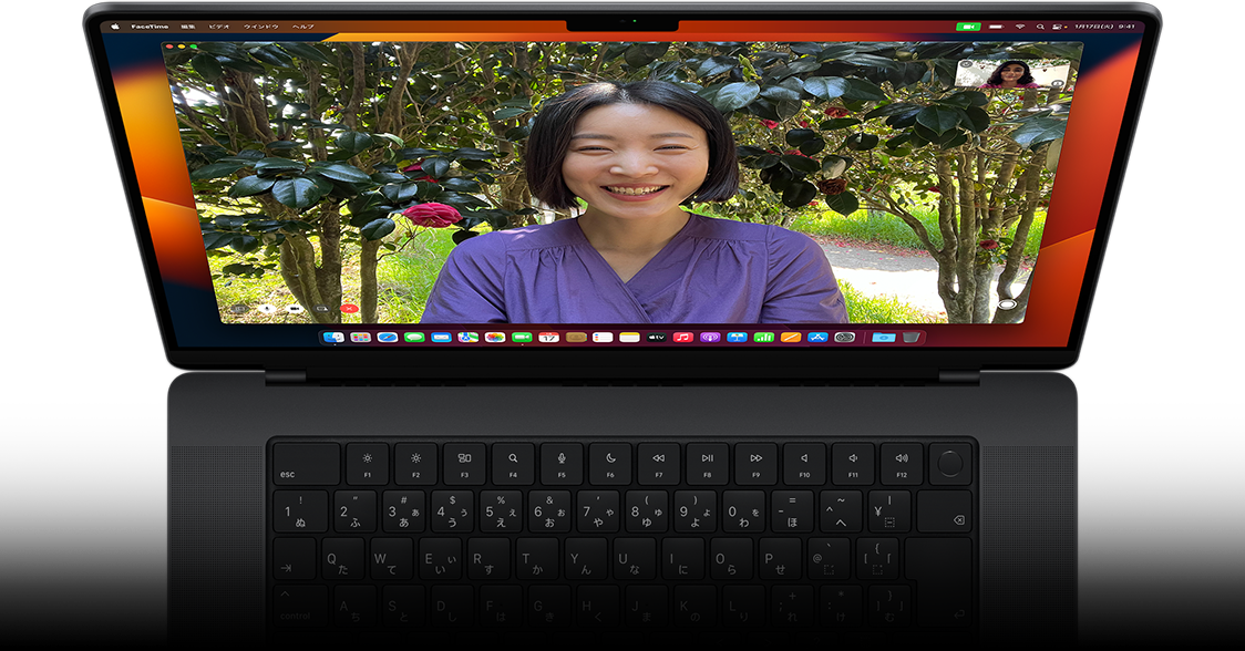 Showcasing FaceTime video call on the MacBook Pro.