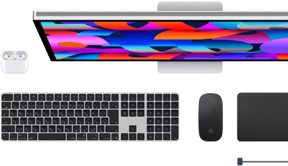 Macアクセサリ:AirPods、Studio Display、Magic Keyboard、Magic Mouse、Magic Trackpad、スペースブラックのMagSafe充電ケーブル