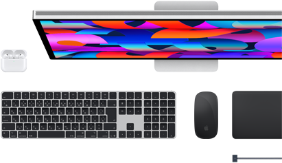 Macアクセサリ:AirPods、Studio Display、Magic Keyboard、Magic Mouse、Magic Trackpad、MagSafe充電ケーブル