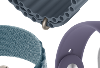 Apple Watch Series 11のバンド：パープルフォグのスポーツバンド、アンカーブルーのオーシャンバンド、ライトブルーのアルパインループ