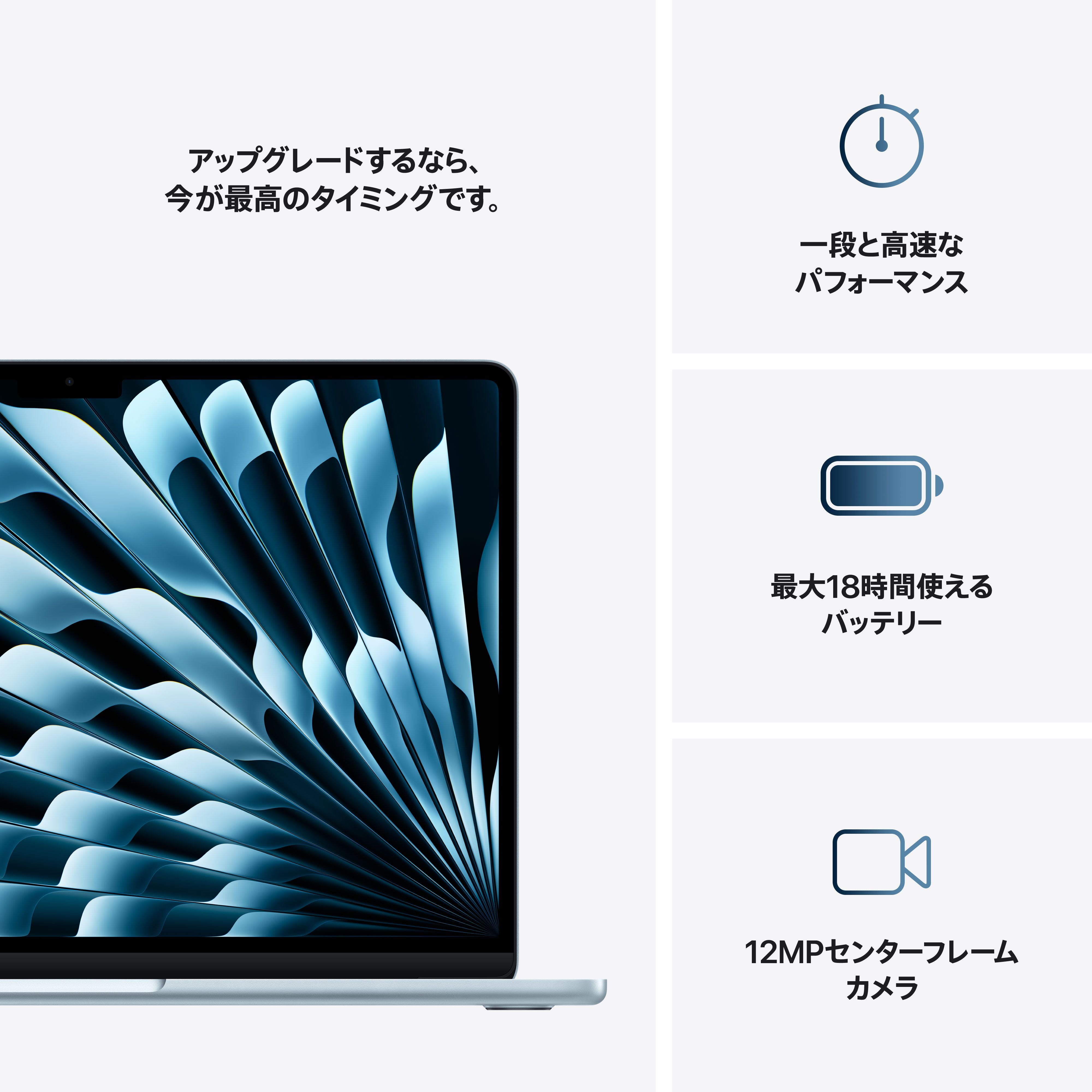 13インチMacBook Air: 10コアCPUと8コアGPUを搭載したApple M4チップ