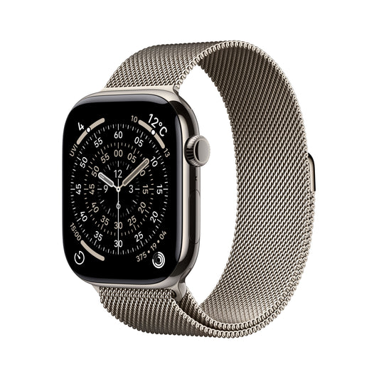Apple Watch_Series_11_46mm_LTE_Natural_Titanium_Milanese_Loop_Natural_PDP_Image_Position_1__ja-JP