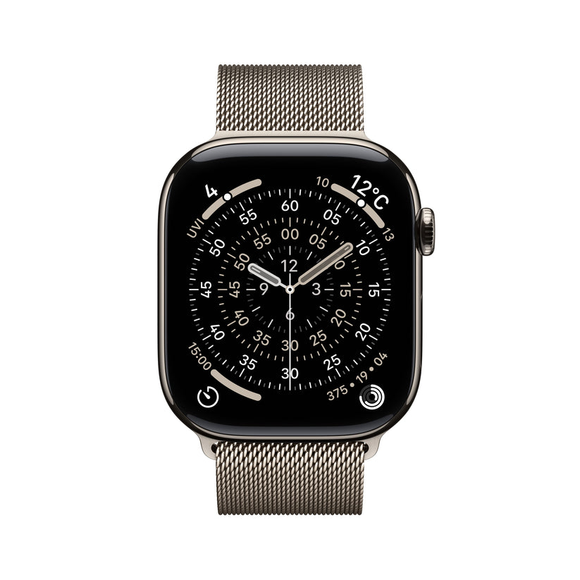 Apple Watch_Series_11_46mm_LTE_Natural_Titanium_Milanese_Loop_Natural_PDP_Image_Position_2__ja-JP