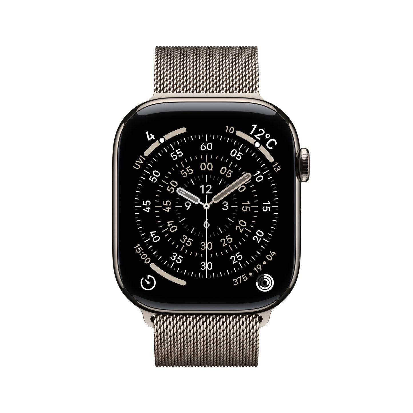 Apple Watch_Series_11_46mm_LTE_Natural_Titanium_Milanese_Loop_Natural_PDP_Image_Position_2__ja-JP
