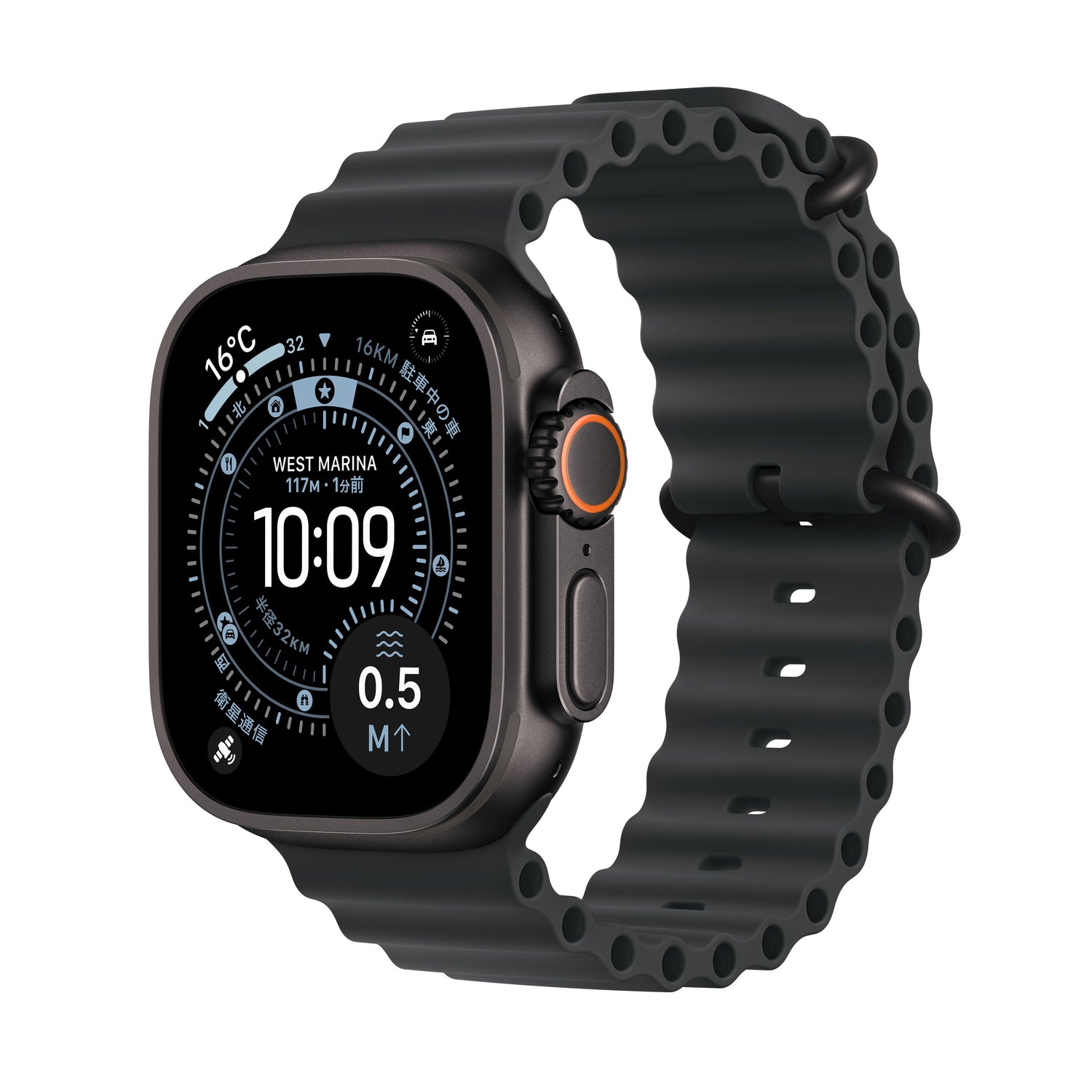 Apple Watch_Ultra_3_49mm_LTE_Black_Titanium_Ocean_Band_Black_PDP_Image_Position_1__ja-JP