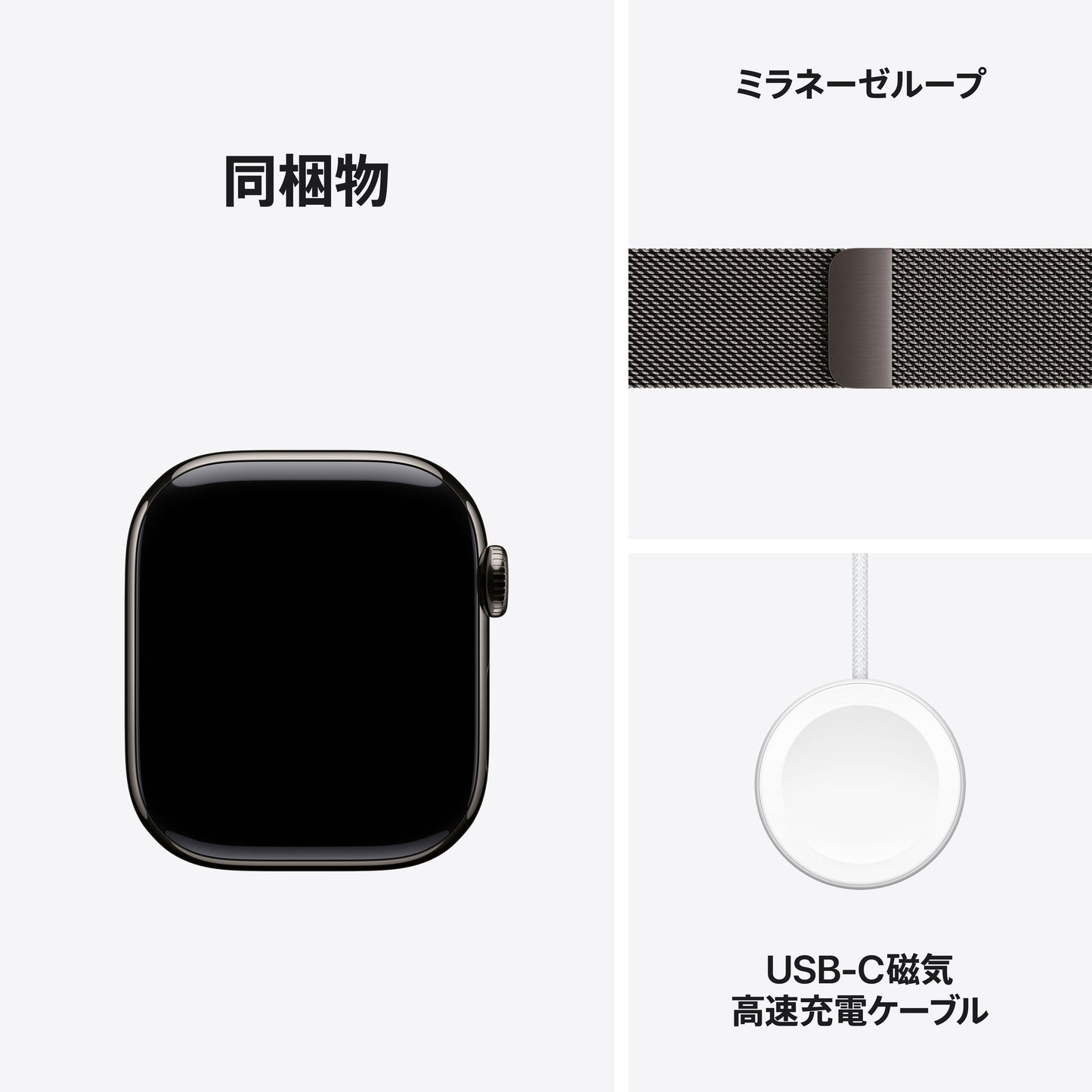 Apple Watch_Series_11_42mm_LTE_Slate_Titanium_Milanese_Loop_Slate_PDP_Image_Position_8__ja-JP
