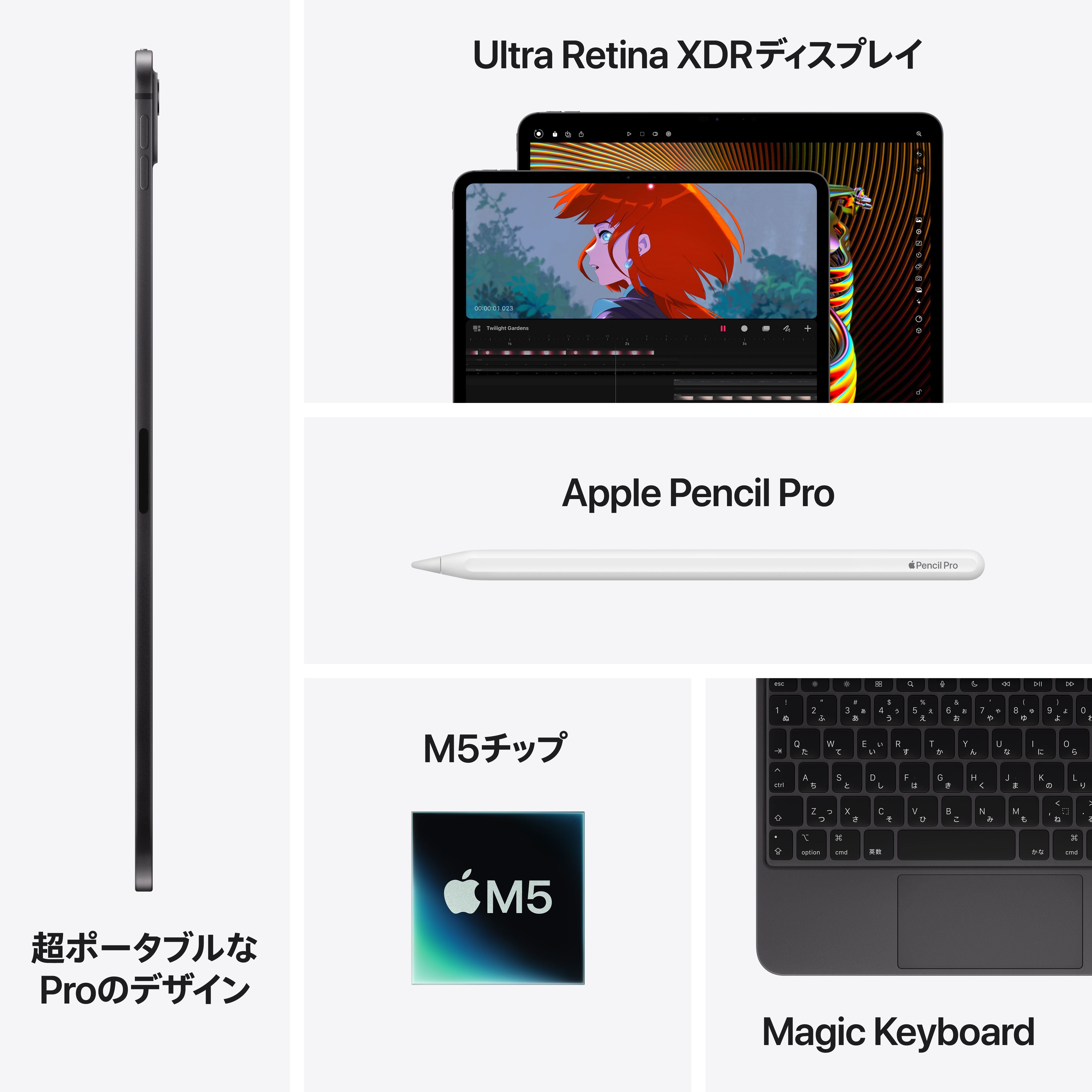 13インチiPad Pro Wi-Fi 256GB 標準ガラス - スペースブラック (M5