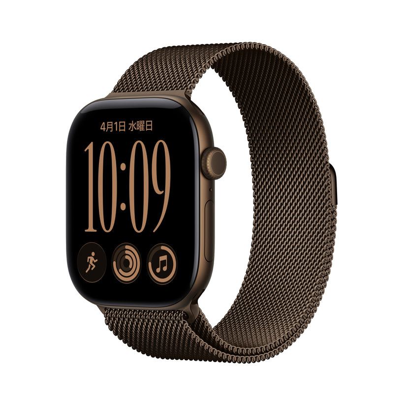 Apple_Watch_Series_12_46mm_GPS_Dark_Bronze_Aluminum_Milanese_Loop_Dark_Bronze_PDP_Image_Position_1__ja-JP