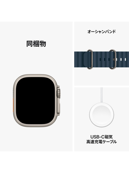 Apple Watch Ultra2（GPS + Cellularモデル）- チタニウムケースとオーシャンバンド 詳細画像 ブルー 4